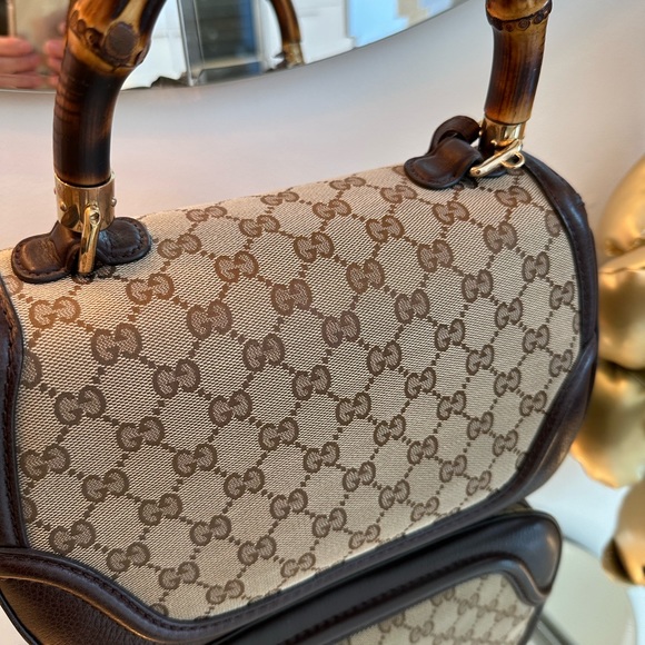 Gucci Bamboo 1947 Medium Original GG canvas w brown leather details & tassels - Picture 8 of 15